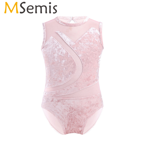 MSemis Kids Ballerina Pleuche Mesh Professional Rhythmic Gymnastics Leotard for Girls Ballet Lyrical Dance Costumes Bodysuit ► Photo 1/6