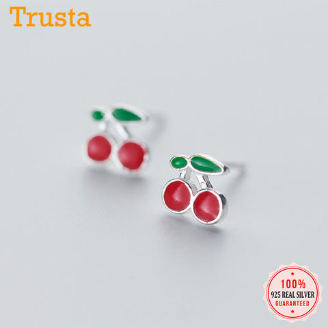 Trustdavis Womens Fashion 925 Sterling Silver Fashion Tiny Cute Sweet Cherry Stud Earrings Girls Kids Lady Gift DS168 ► Photo 1/5