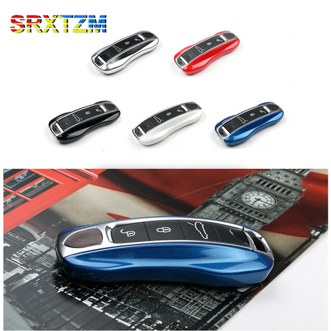 SRXTZM 2pcs/set Smart Key Case Cover Remote Holder Shell 3 Buttons Bag Keychain For Porsche Panamera 17+, Cayenne 2022+ ► Photo 1/6