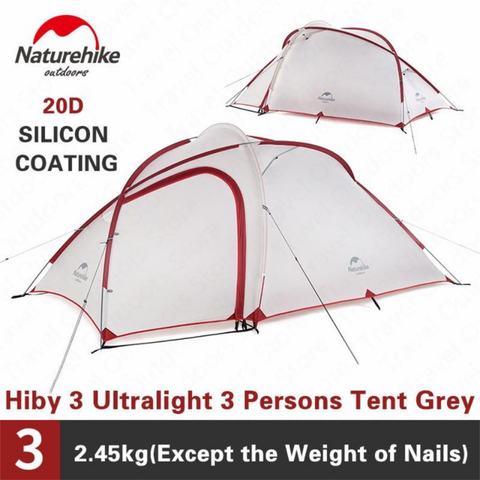 Naturehike Hiby Camping Tent 3-4 Persons Ultra-light 20D Family Tourist Tent Double Layer Rainproof Travel Hiking NH17K230-P ► Photo 1/6