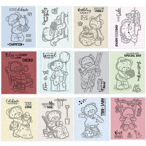 3x4 inch Teddy Bears Loves Celebrating Phrases Transparent Clear Stamps for DIY Scrapbooking Paper Cards Making Crafts New 2022 ► Photo 1/6