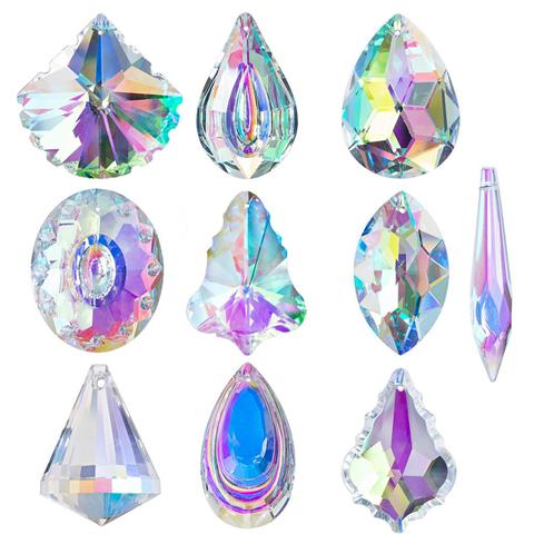 H&D 1pc Hanging Crystal Prism Suncatcher Rainbow Windows Decoration AB-Color Chandelier Parts DIY Home Wedding Decor Accessories ► Photo 1/6