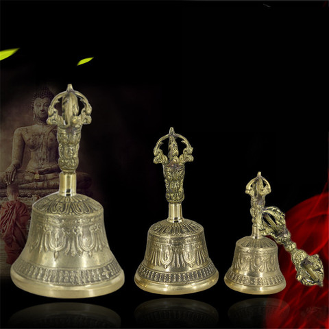 Nepal Brass Five-Strand Vajra Bell Pestle Dharma Utensils Pure Copper Rattles Buddhist Puja Supplies Vajra Dorje Bell Craft Gift ► Photo 1/6