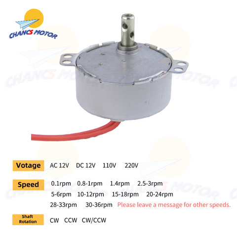 CHANCS TYC-50 Small Synchronous Motor 12V/110V/220V AC 0.8-1RPM 1.4RPM 15-18RPM 30-36RPM 4W Gear Motor For Electric Fireplace ► Photo 1/6