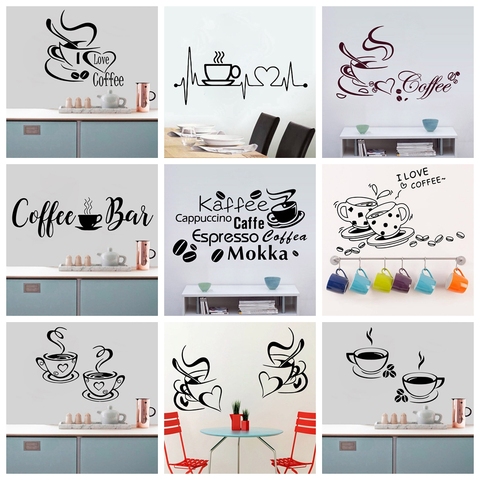 Colorful Coffee Cup Vinyl Wall Sticker Home Decor For Kids Room Living Room  Wall Decal Home Decor ► Photo 1/6