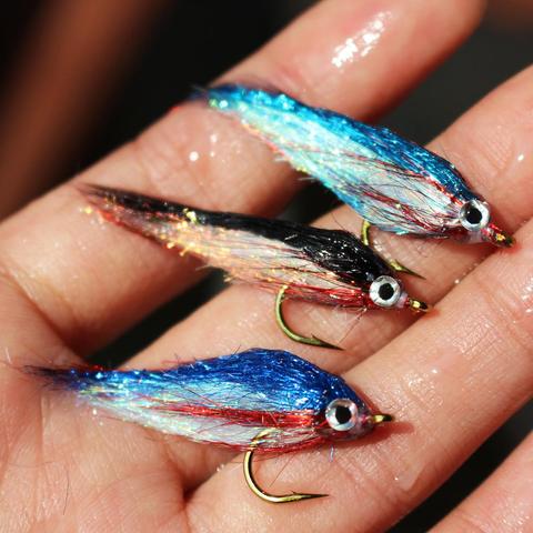 Tigofly 12 pcs Wounded Minnow Fly Ice Dub UV Polar Fry Slowly Sinking Salmon Trout Steelhead Fly Fishing Flies Lures Set-Size 8 ► Photo 1/5