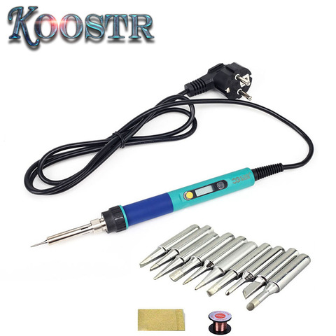 EU plug 936d Digital LCD Adjustable temperature Electric Soldering iron Electric soldering handle 220V 60W +10 Pcs tips + holder ► Photo 1/1