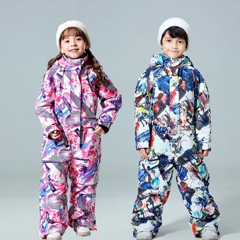 -30 Degree Children Ski Jumpsuit 2022 Winter Snowboard Jacket Boys and Girls Outdoor Snow Suits Warm Waterproof Kids Ski Jacket ► Photo 1/6