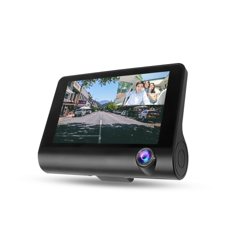 4 inch Full HD 1080 3 lens Registrator Camera Car-Dvr with Rearview Mirror Dash-Cam Night-Vision View G sensor Video Recorder ► Photo 1/6