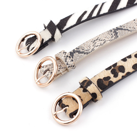 Woman Golden circle pin buckle waistbelt  PU leather Leopard Pattern Snake Skin print  Zebra Print for Jeans  p22 ► Photo 1/6