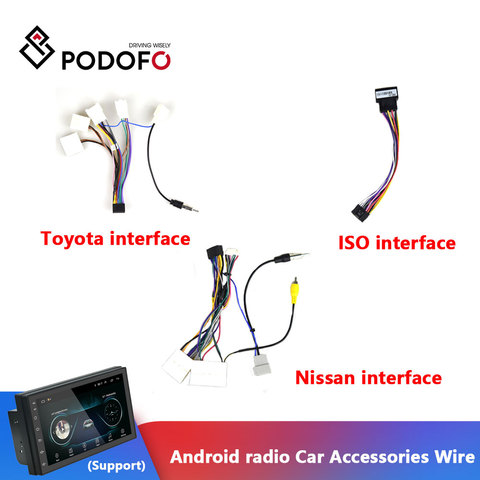 Podofo Android radio Car Accessories Wire Wiring Harness Adapter Connector Plug Universal cable For Focus Kia Nissian Toyota Car ► Photo 1/4