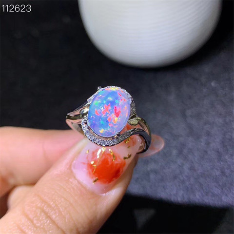 Opal Ring Natural White Opal for Women Engagement Wedding Gift 8*10MM Colorful Gemstone Fine Jewelry Real 925 Sterling Silver ► Photo 1/4