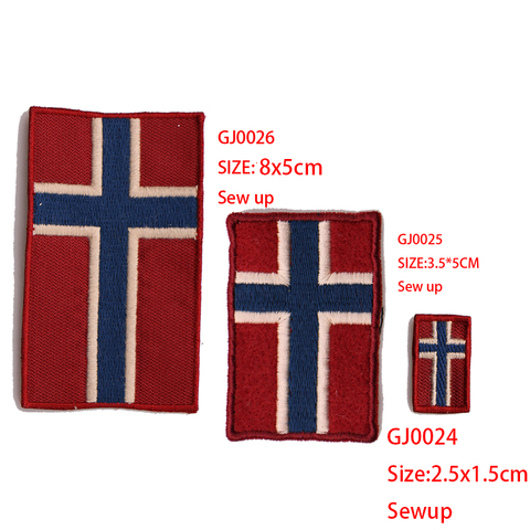 Set of sales Big, medium and small Norway flag icon Decorative Patch  Pattern Embroidered Applique Patch For DIY Iron on Badges ► Photo 1/5