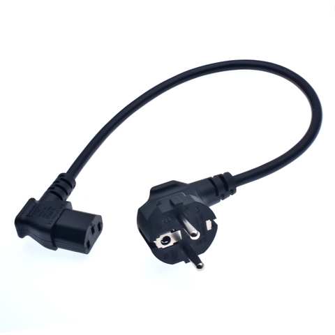 Short 0.3M/1ft European 3 Pin Male to IEC 3 Pin Female ,Schuko to C13 Left angled  power cord ► Photo 1/6