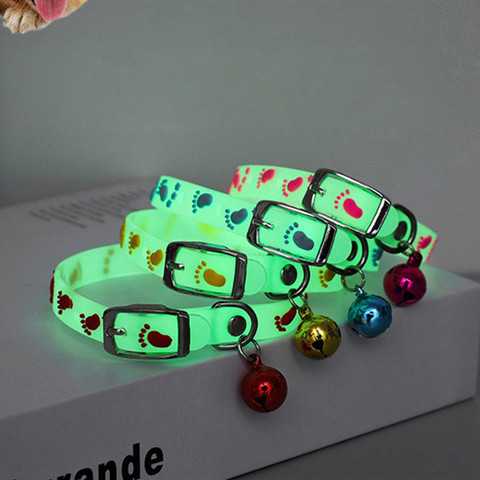 Cats Collar with Glowing Bells Glow In The Dark Dog Collar Necklace Pet Chain Light Luminous Dog Neck Ring Pet Accessories ► Photo 1/6