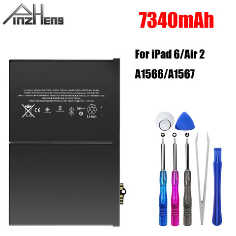 PINZHENG 7340mAh Tablet Battery For iPad 6 Air 2 Replacement Bateria For iPad 6 Air 2 A1566 A1567 0 Cycle Battery With Tool ► Photo 1/6