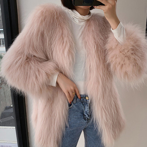 New 2022 Womens Fluffy Faux Raccoon Fur Coats Jackets Ladies Winter Warm Plush Female Outerwear ► Photo 1/6