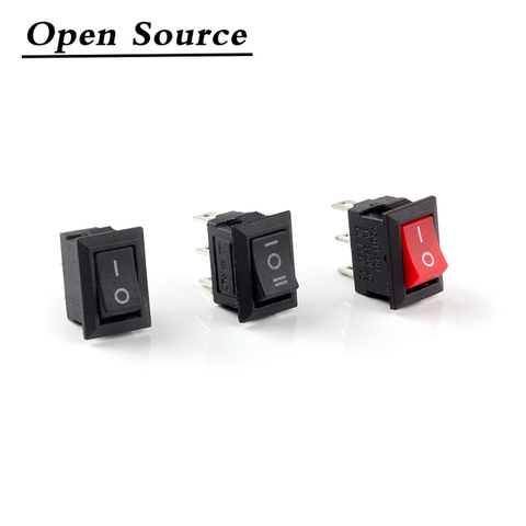 10Pcs Push Button Switch 10x15mm SPST 3Pin 3A 250V KCD11 Snap-in on/Off On-Off-On Rocker Switch 10MM*15MM Black Red and White ► Photo 1/6