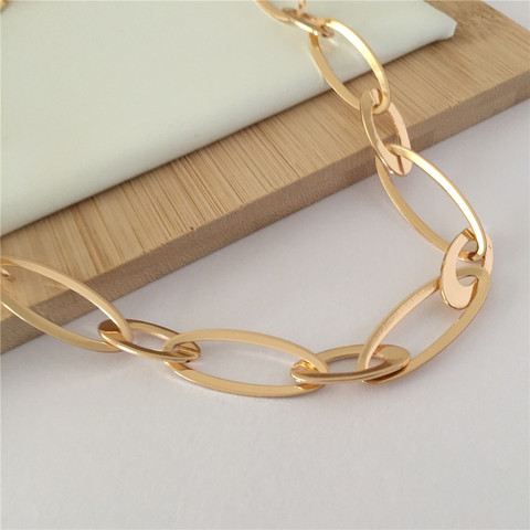 Casual Chunky Punk Gold Color Oval Link Chain Necklace For Women Girl Lady Simple Gorgeous Elegant Decoration Jewelry ► Photo 1/6