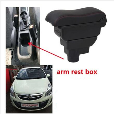 For Opel Corsa Armrest box central Store content Opel Corsa armrest box with cup holder ashtray with USB interface  ► Photo 1/6