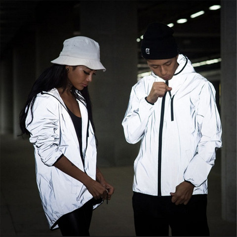 Reflective Jacket Men Women Harajuku Windbreaker Jackets Hooded Streetwear Coat Fahsion Jackets Couple Clothing Толстовка L3 ► Photo 1/6