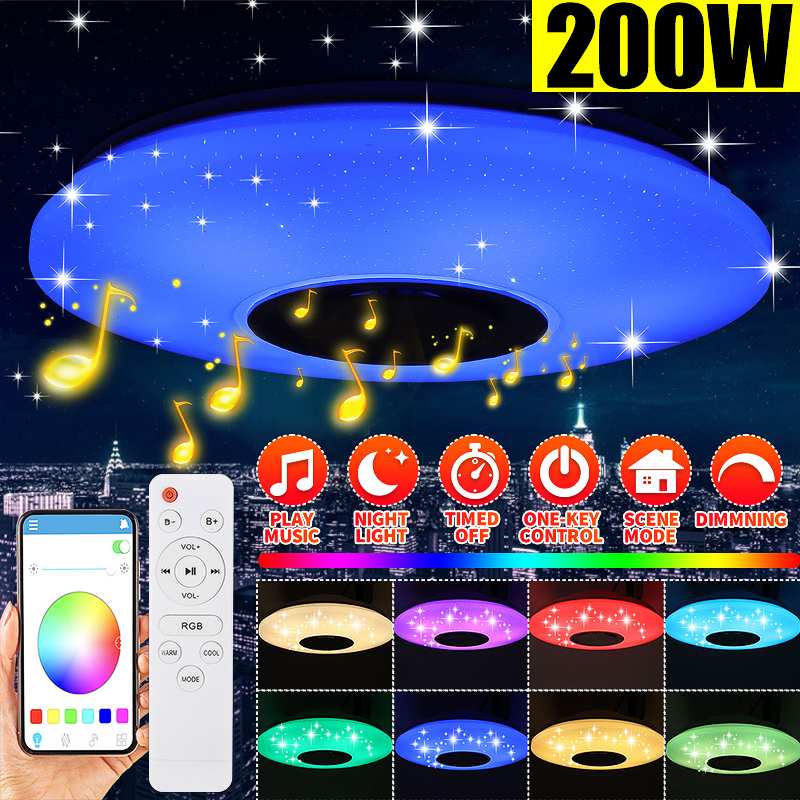 200W LED Music Ceiling Light RGB bluetooth Speaker Lamp Home Party Bedroom APP/Remote Control Dimmable Smart Colorful Light ► Photo 1/6