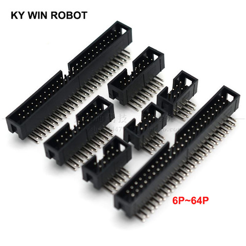 10PCS DC3 6P 8P 10P 12P 14P 16P 20P 26P 30P 34P 40P 50P 64P 2.54mm Socket Header Connector ISP Male Double-spaced Angle IDC JTAG ► Photo 1/1