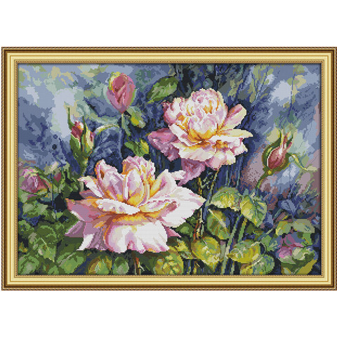 Vintage rose cross stitch kit aida 14ct 11ct count print canvas stitches embroidery DIY handmade ► Photo 1/1