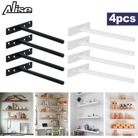 4Pcs Floating Shelf Bracket Heavy Duty Hidden Brackets Stainless Steel Supports Blind Shelf Wall Mount 6-Inch Raw Wood Shelves ► Photo 1/6