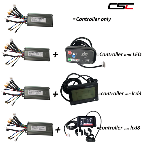 Electric Bike Brushless Controller and KT LCD3 LCD8 Display Panel Ebike 36/48V 250/350/500W 9 Mosfet Sine Wave Controller ► Photo 1/5