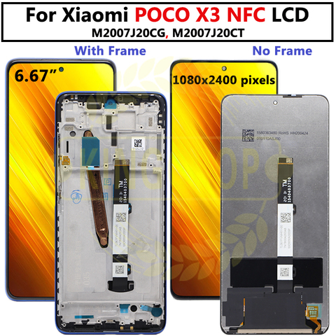 For Xiaomi Poco X3 NFC M2007J20CG LCD For Xiaomi Poco X3 MZB07Z2IN lcd Display Touch Screen Digitizer Assembly Replacement Parts ► Photo 1/6