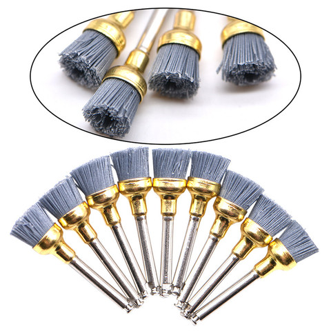 10Pcs Dental Polishing Brush Silicon carbide Material Latch Flat Bowl Teeth Polisher Prophy Brushes for Contra Angle Handpiece ► Photo 1/6