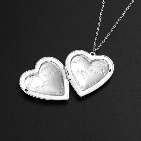 Photo Frames Opened Locket Heart Pendant Necklace Jewelry Women Valentine's Gift 