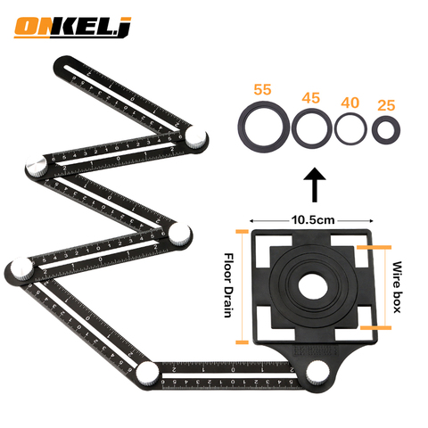 ONKEL.J 6-fold Aluminium Alloy Angle Finder Measuring Ruler Perforated Mold  template tool locator drill guide tile hole ► Photo 1/6