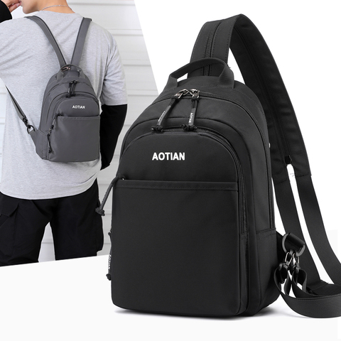 2022 AOTIAN Men's Nylon Chest Pack Shoulder Bag Sling Waist Bag man Messenger Bag Ipad Short Trip Crossbody Bag male Handbags ► Photo 1/6