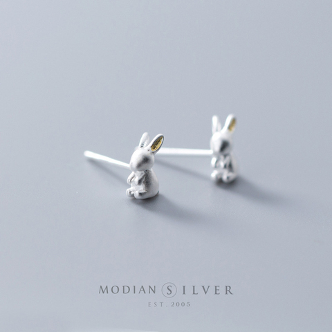 Modian 100% 925 Sterling Silver Cute Animal 3D Rabbit Stud Earrings for Women And Girl Fashion Korean Style Jewelry Brincos ► Photo 1/4