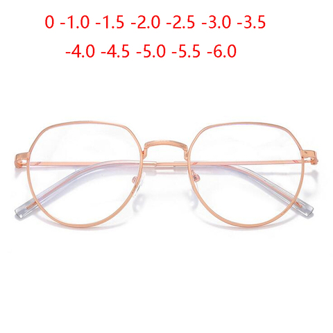 Rose Gold Irregular Frame Finished Myopic Glasses Women Retro Anti-blue Light Student Short-sighted Spectacle 0 -1.0 To -6.0 ► Photo 1/6