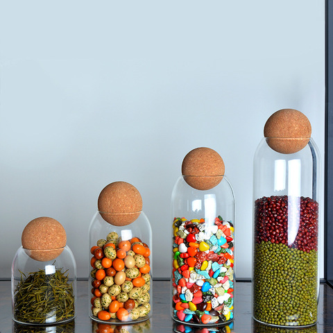 Ball cork lead-free glass jar with lid bottle storage tank sealed tea cans cereals transparent storage jars coffee contains ► Photo 1/6