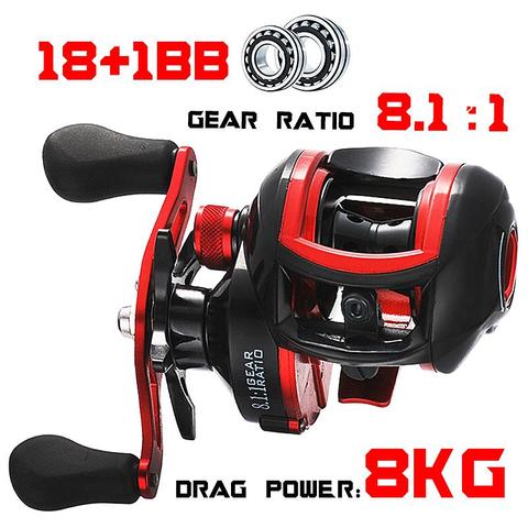 LIZARD low profile reel bait casting Fishing reel baitcasting Fishing reels 18+1BB 8.1:1 7.1:1 8kg Carretilha de pesca ► Photo 1/6