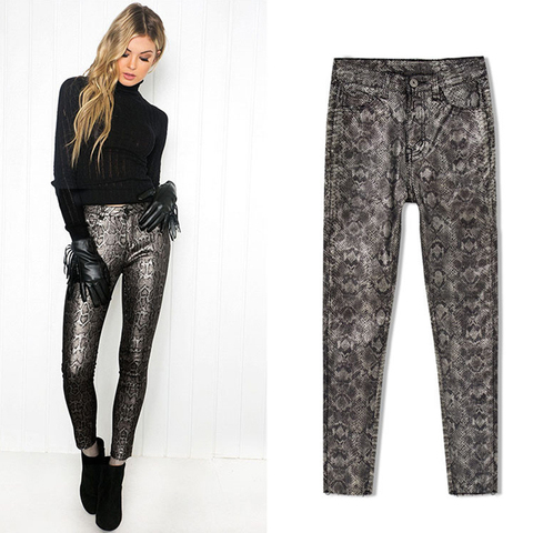 Spring Winter PU Leather Pants For Women Plus Size Pants Trousers Women Sexy Snake Print Faux Pencil Pants Pantalon Femme ► Photo 1/6