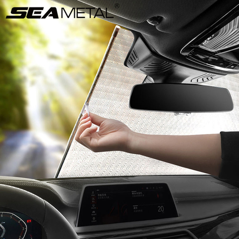 Car Sunscreen Sunshade for Windshield Anti UV Reflective Aluminum Film Auto-Stretch Sun Shade Summer Heat Insulation Sun Visor ► Photo 1/6