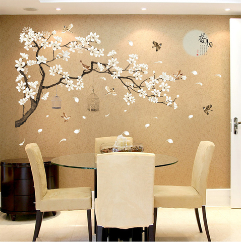 187*128cm Big Size Tree Wall Stickers Birds Flower Home Decor wallpapers for Living Room Bedroom DIY Vinyl Rooms Decoration ► Photo 1/6