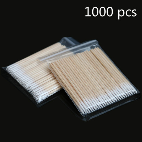 1000 pcs Wood Cotton Swab Eyelash Extension Tools Medical Ear Care Cleaning Wood Sticks Cosmetic Cotton Swab Cotton Buds Tip ► Photo 1/5