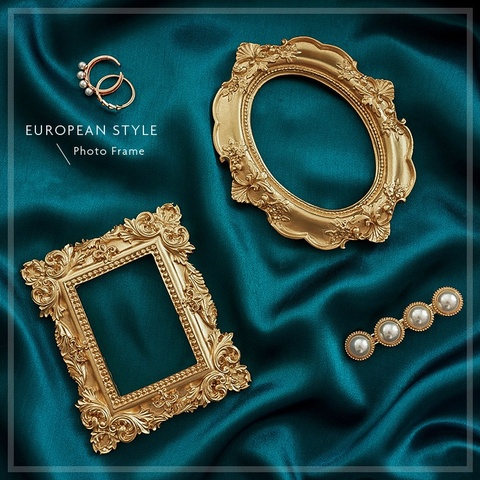 Golden Retro Photo Frame Nail Art Jewelry Decoration Home Decoration Photography Background Shooting Photo Props ► Photo 1/6