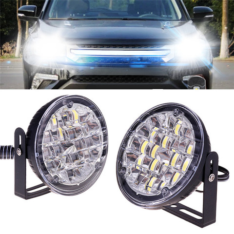 2Pcs 12V LED Car Flexible Day Time Running Lights LED Fog Lamp Round Warning Fog Light Driving Light Bulb Car Styling ► Photo 1/6