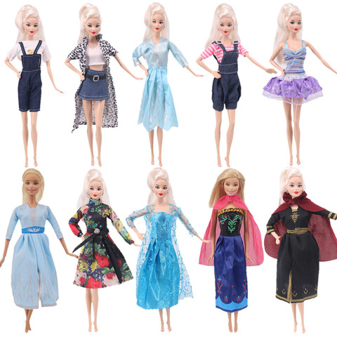 Doll Froezn Dsiney Barbies Elsa Princess Dress Cartoon Denim Skirt Vest Pants Daily Casual Wear Ken Accessories Girl`s Toy DIY ► Photo 1/6