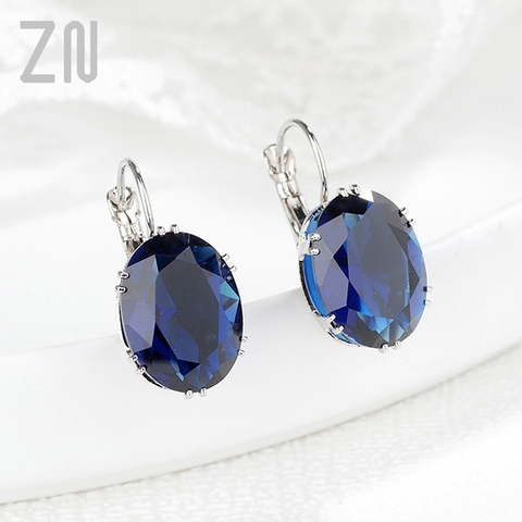 ZN New Water Drop Stud Earring Fashion Jewelry Hot Sale Oval Crystal Big Stone Rhombus Jewelry Gifts ► Photo 1/6