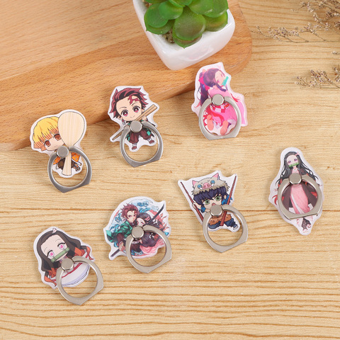 New Acrylic Cartoon Demon Slayer Kimetsu no Yaiba sword Stay Cute Mobile Phone Ring Bracket for IPhone for All ► Photo 1/6