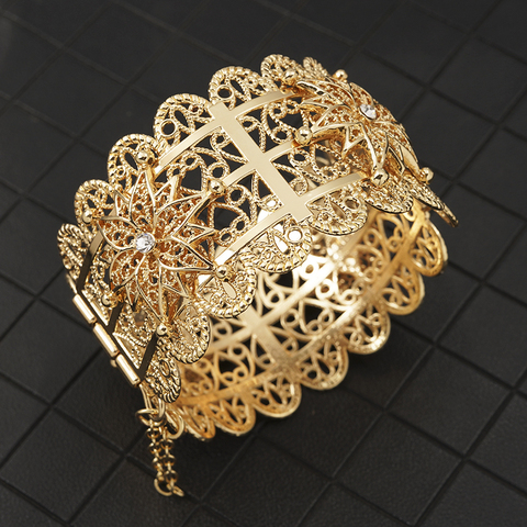 Golden Wedding Bracelet Cuff Bracelet Lady Armband Bohemian Ethnic Holiday Gift Jewelry ► Photo 1/4