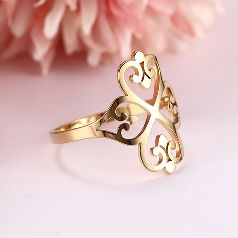 Dawapara Hyperbole Party Rings Four-leaf Clover Hollow Wedding Bands Ring Stainless Steel Jewelry Rose Gold ► Photo 1/6